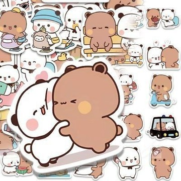 126張 熊貓一二步步表情包貼紙 一二布布貼紙 一二貼紙 布布貼紙 防水貼紙 手賬貼紙 可愛蜜桃貓裝飾防水貼紙DIY手賬
