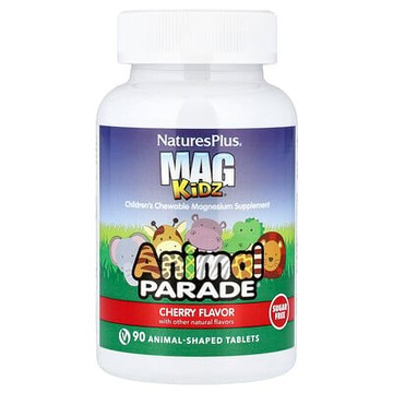 NaturesPlus, MagKidz，Animal Parade，兒童鎂咀嚼片，櫻桃味，90 片動物狀片劑（每片 50 毫克）