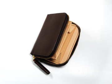 【樣品出清】 ㄇ型拉鍊錢包 深咖啡/本色
