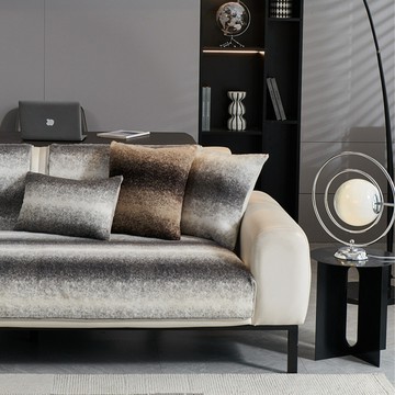 【好物良品】加大三人坐墊_可洗可烘加厚加大高密度仿兔毛沙發墊(高質感輕奢絨紋)180x90cm輕奢夜灰