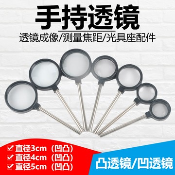凸透鏡成像實驗器焦距5cm10cm凹透鏡 光具座附件手持光學雙凸透鏡平凸透鏡聚光凹透鏡凸透鏡學生用成像屏白屏