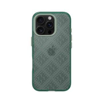 iPhone 16 Pro Clear 憂墨綠 - Textured Glass: Luminous Sculpture 玻璃紋理系列：光映雕塑 - 經典鑽石花紋玻璃