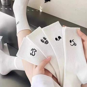 臺灣現貨 四季通用 中短筒 襪子女 ins潮 日系 學生襪子 表情襪 運動襪 外穿 情侶中筒襪 百搭 吸汗透氣襪子