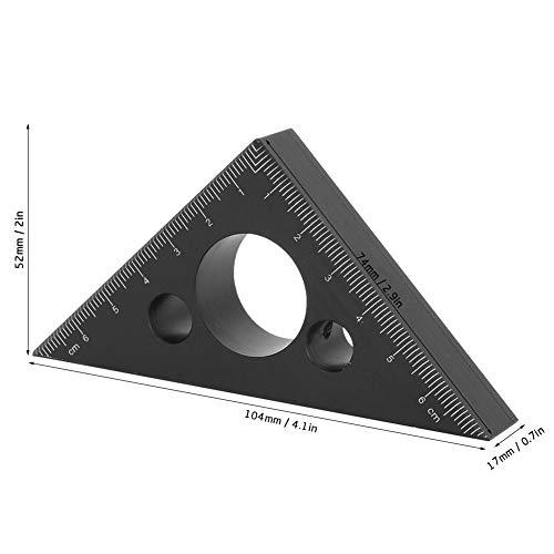 三角定規 トライアングル定規 測定ツール アルミニウム合金木工三角定規 45度厚さ高さ定規 分度器木工用測定ツール