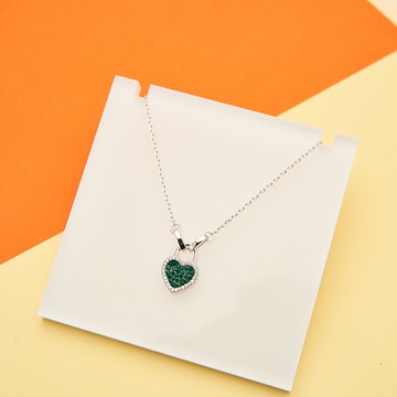 銀項鏈女純銀雙面色愛心鎖骨鏈ins簡約時尚個性小眾設計送女友