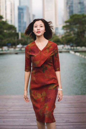 品祥云紗秋季新款絹絲香云紗連衣裙 染秋