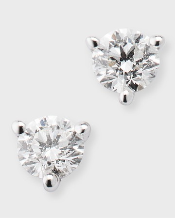 18K White Gold Round Diamond Stud Earrings, 0.53tcw