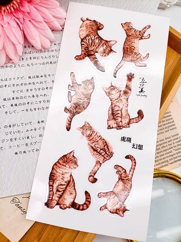 5K060_五口美 _虎斑幻想_Tabby Cat A/轉印貼紙