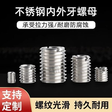 🚚【臺灣出貨】一字開槽內外牙轉換螺母轉換牙套螺絲套轉換套M3M5M6M4螺紋不鏽鋼