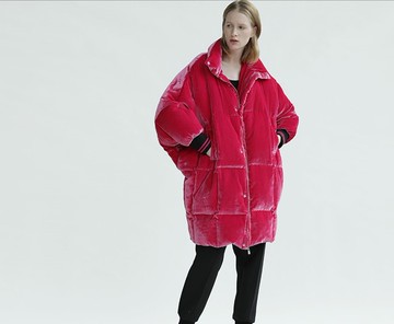 新中式復古中國風  高領絲絨白鴨絨羽絨服