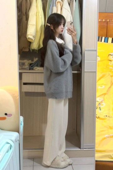 毛衣軟糯慵懶風女設計感日系polo領復古加厚高級感上衣秋冬季新款