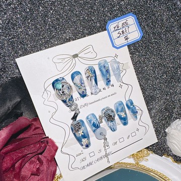 ✨Hannah✨沐妍手工甲實拍推薦瑤醇新中式古風國風純手繪高級感穿戴甲美甲師娜娜米 XEA1