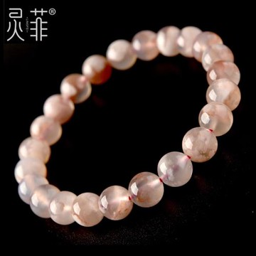 天然粉櫻花瑪瑙手鏈一物一圖冰種飄花海洋玉髓珠子串珠單圈手串女