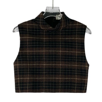 (S) celine棕色格紋馬甲短版上衣