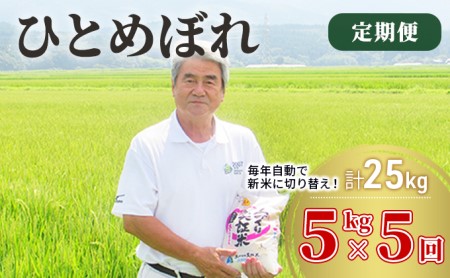 〈定期便〉 ひとめぼれ 白米 5kg×5回 計25kg 5ヶ月 令和5年 精米 土づくり実証米 毎年11月より 新米 出荷