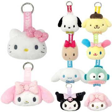 小禮堂 【限購】Sanrio 三麗鷗 絨毛玩偶扣環吊飾 (大頭款) Kitty 美樂蒂 布丁狗 花小兔