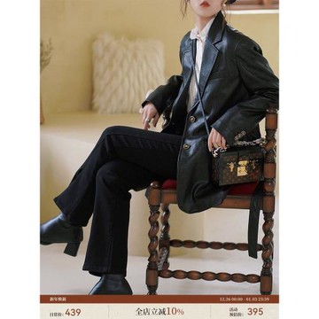 (免運)【限時7折】“CITY GIRL”通勤系帶PU機車皮衣外套女秋時髦夾克