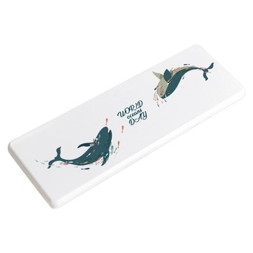 插畫系列 硬式珪藻土洗漱墊 Set 台灣製  24 x 8 x 0.9cm  海洋鯨魚 白色  3個
