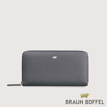【BRAUN BUFFEL 德國小金牛】台灣總代理 尚恩A 12卡拉鍊長夾(網路限定)-藍色/BF354-602-NY