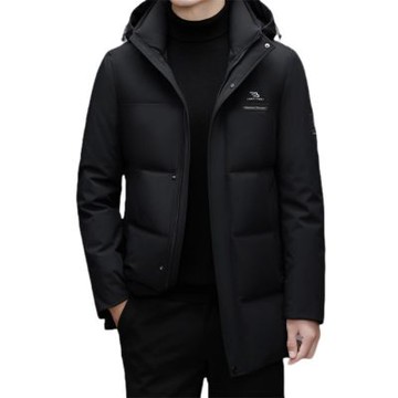 【米蘭精品】現貨+預購 頂級真羽絨外套90%鴨絨羽絨衣秋冬上衣大碼休閒男裝-連帽牛奶絲加厚中長款2色74mt77