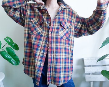 OshKosh B'Gosh 棉質格紋襯衫 黃色 海軍藍 棕色 紅色 夾克