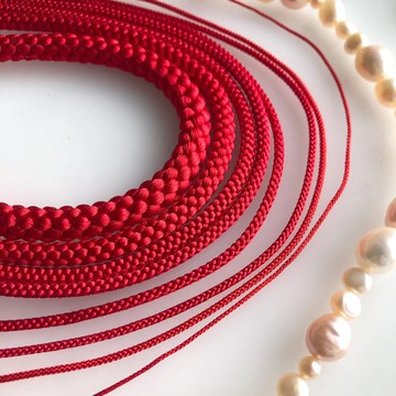 京都產 正絹編繩線 緋紅 傳統江戶組紐 0.7mm〜7mm 適用於珠寶製作・手工藝品 1米 售價1,100日圓起