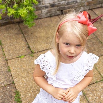 英國Ribbies 蝴蝶結髮圈-珊瑚紅