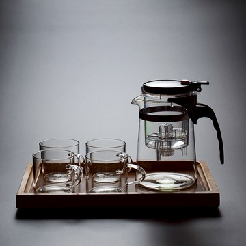 飄逸杯防爆可拆洗功夫泡茶壺家用沖茶器過濾內膽玻璃茶壺套裝茶具1入