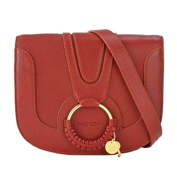 SEE BY CHLOE Hana山羊皮馬鞍斜背包(紅棕)