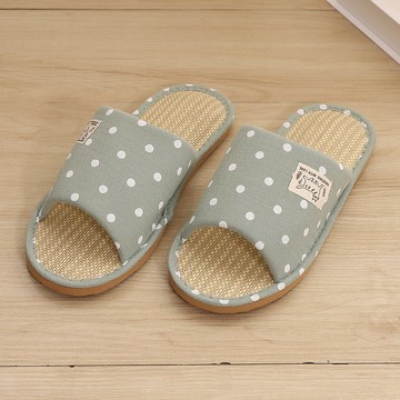 點點文青蓆拖鞋-綠