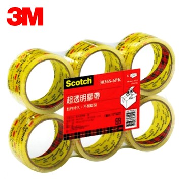 透明膠帶 3M 3036S 2.5吋 OPP超透明封箱膠帶 (60mm x 40y)  6捲/一包 　【限宅配】【APP滿額下單10%點數(單一帳號最高5000點)】1/31止