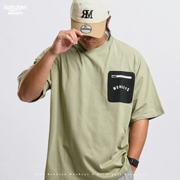 Monkeys logo口袋短T-軍綠