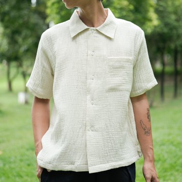Beige Sol Shirt 壓皺感天然棉質夏威夷襯衫 (sol