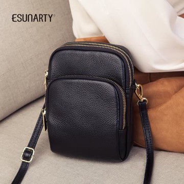 斜挎迷你簡約真皮豎款手機包