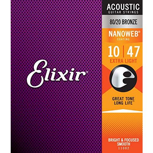 Elixir エリクサー アコースティックギター弦 NANOWEB 8020ブロンズ Extra Light .010ー.047 #11002