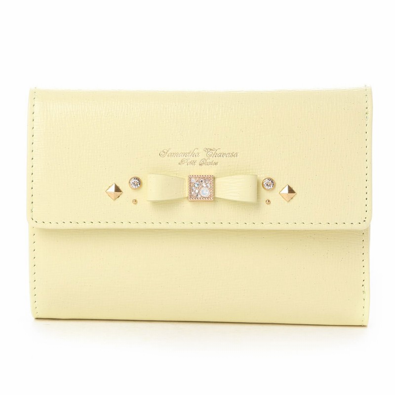 サマンサタバサプチチョイス Samantha Thavasa Petit Choice ビジューモチーフ 中財布 パステルカラーバージョン イエロー 通販 Lineポイント最大get Lineショッピング