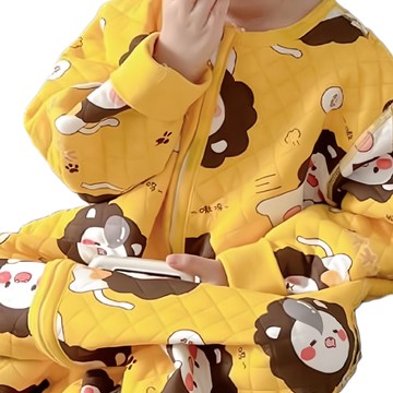 愛北鼻 秋冬全棉質無痕防踢被  110碼  黃色小獅子