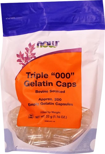 NOW Foods Triple "000" Gelatin Caps 200 Capsules