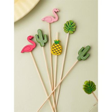 態生活可愛果叉一次性創意水果簽小叉子三明治蛋糕水果叉家用竹簽