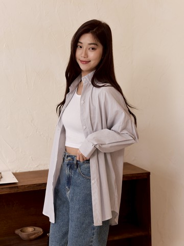慵懶寬鬆條紋長襯衫
