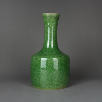 晚清民國晚綠釉花瓶  古董古玩陶瓷器手工柴窯精品民間收藏品擺件