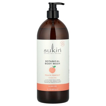 Sukin, 植物沐浴露，適合各種膚質，漂亮蜜桃，33.82 液量盎司（1 升）