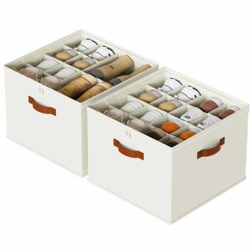 跨境可折疊多功能鞋子收納盒布藝鞋盒帶蓋子分隔整理箱衣物收納盒