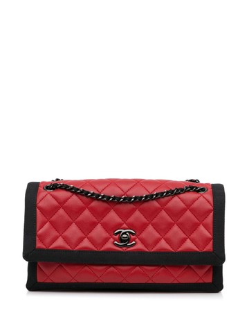 CHANEL Pre-Owned - 2015 medium flap shoulder bag - women - Lambskin/Canvas - One Size - Red