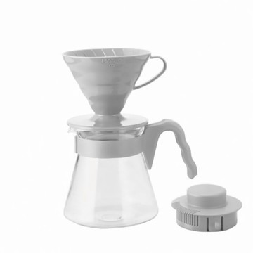 HARIO 好璃奧 V60手沖咖啡壺組 灰白色 VCSD-02-PGR