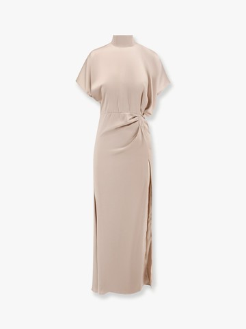 Satin long dress with slit - ACTUALEE - gender_Woman