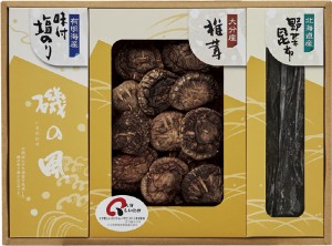  日本の美味詰合せ 北海道産野菜昆布 (40g) 大分産原木乾椎茸こうしん (30g) 有明海産味付塩のり (3切9枚)× 各