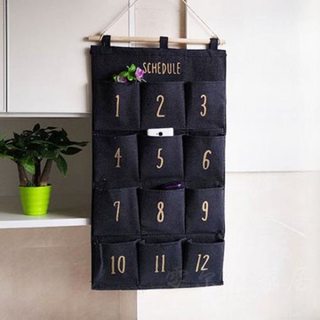 棉麻布藝收納掛袋宿舍門后衣柜掛墻儲物袋掛式多層手機口罩收納袋