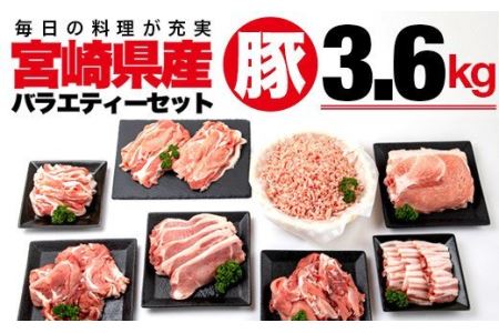 宮崎県産豚バラエティーセット(6種 計3.6kg)　肉 豚 豚肉