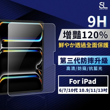 SL光速增豔透光9H滿版玻璃保護貼 iPad 6/7/10代 10.9/11/13吋 高清 抗藍光 霧面鋼化膜